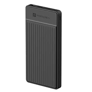 Portronics Luxcell B12 10,000mAh 12W Power Bank, Ultra Slim Power Bank with USB-A Output Port & Dual Input Ports (Micro & Type C) | BIS Certified | Free Type C Cable| Made in India(Black)