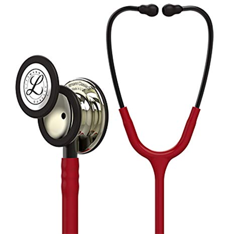 3M Littmann  Classic III Monitoring Stethoscope, Champagne - Finish Chestpiece, Burgundy Tube, Smoke Stem and Headset, 27 inch, 5864