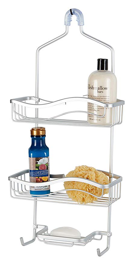 Inspired Living Shelf Organizer Rack: Rust-Proof shower-caddies, Crest, MATTE ALUMINUM