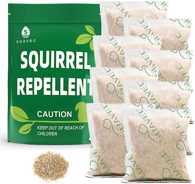 SUAVEC Squirrel Repellent, Chipmunk Repellent, Squirrel Repellents Outdoor, Squirrels Deterrent for Garden, Squirrel Repellant for Attic, Squirrel Away, Mint Rodent Repellent-8 Pouches (7.2 Ounce)