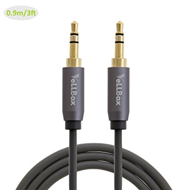 VeLLBox 3.0 ft/0.92M, Gold Plated 3.5mm Audio Stereo Cable, Aux 3.5 Audio Cord for iPhones, iPads, Samsung and other 3.5mm DC plug Port Device, Grey