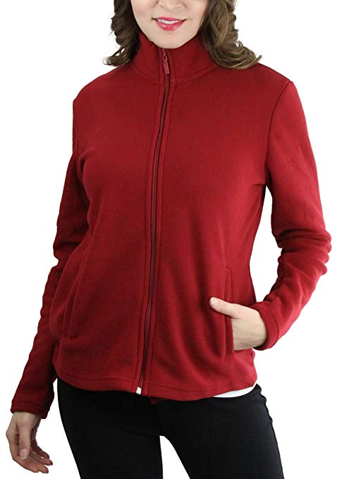 ToBeInStyle Women's Zip Up High Collar Polar Fleece Long Sleeve Jacket