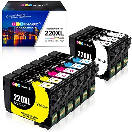 GPC Image Remanufactured Ink Cartridge Replacement for Epson 220XL T220XL 220 XL to use for WF-2750 WF-2760 WF-2630 WF-2650 WF-2660 Expression Home XP-320 XP-420 (3 Black, 2 Cyan, 2 Magenta, 2 Yellow)