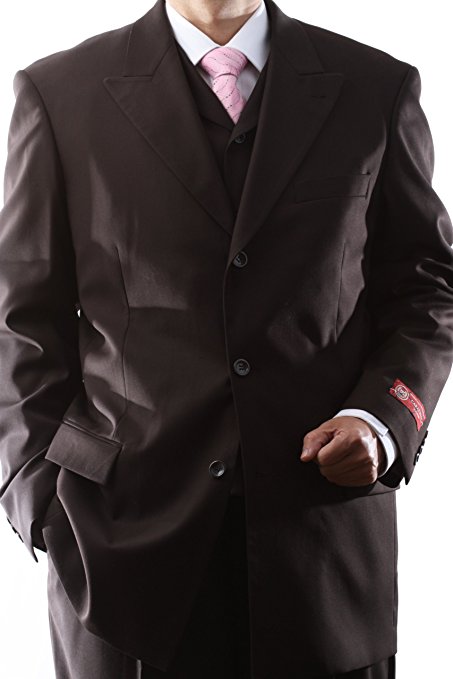 Men's Superior 150s Extra Fine Brown 3 pcs Vested Dress Suit