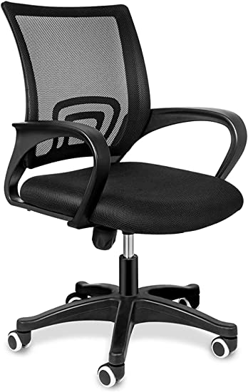 YSSOA Task Office Chair Ergonomic Mesh Computer Chair with Wheels and Arms and Lumbar Support Adjustable Height Study Chair for Students Teens Men Women for Dorm Home Office,Black