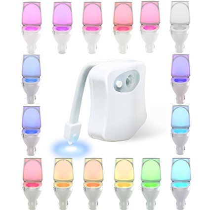 WEBSUN 16 Color LED Toilet Night Light Motion Activated Toilet Seat Light