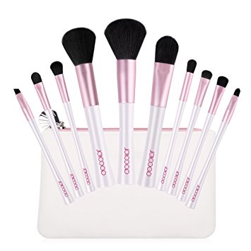 Docolor 10Pcs Professional Makeup Brushes Foundation Powder Blending Brush Set With Travel Case