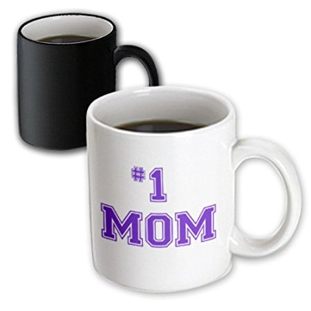 3dRose #1 Mom, Purple Text, Worlds Greatest and Best, Mothers Day, Magic Transforming Mug, 11-Oz