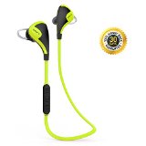 Bluetooth Headphones 41 New Version Quesonic8482 Premium Bluetooth Selfie Sports Headphones Stereo HD Media Playback Sweat proof Earbuds Wireless Headset Noise-isolating Bass with Microphone - For Apple iPhone 6plus 6 5s 5c 4s 4 Ipad 2 3 4 Air Air2 Ipod Android Samsung Galaxy S6 S5 S4 LG G3 G2 Smart Phones and Tablets - Backed by 12 Months Warranty and Premium 100 Satisfaction Money Back Guarantee for 30 Days Green
