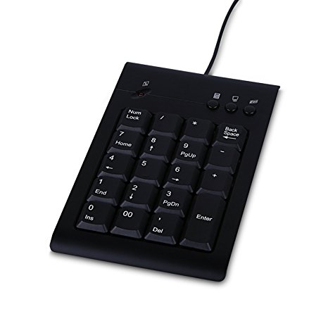 V7 KP1019-USB-4NB Low-Profile Numeric Keypad with "00" Key USB 2.0 Black