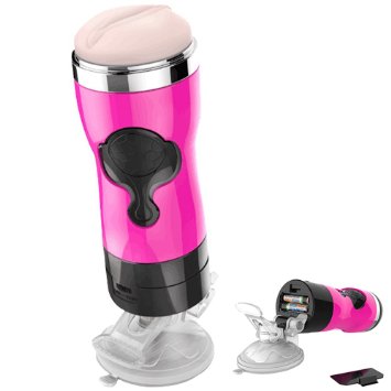 LOVER FIRE World Cup 180 Degree Adjustable Positioned With Strong Suction Cup - Hand Free Dial up Vibration Realistic Vagina Ribbed Tunel Male Masturbator Pink Pussy Fleshlight Manhood Enlargement System