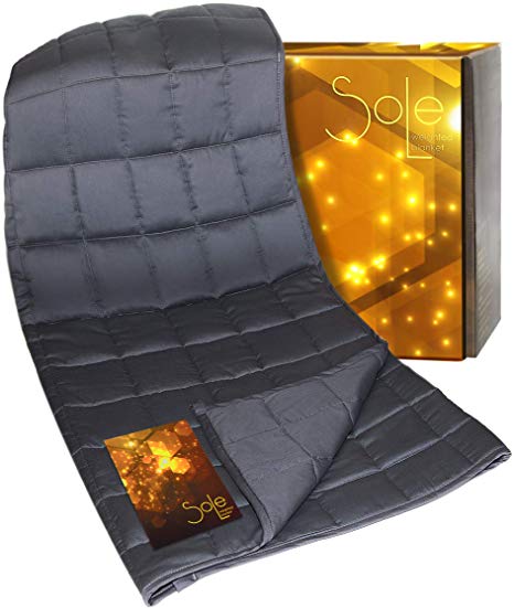 Sole Premium Weighted Blanket 15LBs - Small 3.94" Pockets - no Clumping and Shifting - 100 Percent Cotton Fabric and Glass Beads (60x80)