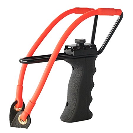 Professional Adjustable Hunting Steel Slingshot / Catapult by TigerSlingshots with Quality Rubber Bands, Launcher with Ergonomic Molded Handle Grip- 100% Tested