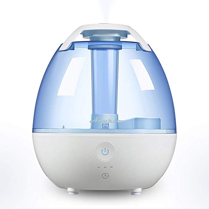 Quiet Cool Humidifier – 0.5 gallon/2L Ultrasonic Air Humidifier with Low/High Mist Levels, 3-Timer Settings and Night Light, Auto Shut-off Function Safe and Ideal for Baby, Kids and 350sqf Rooms