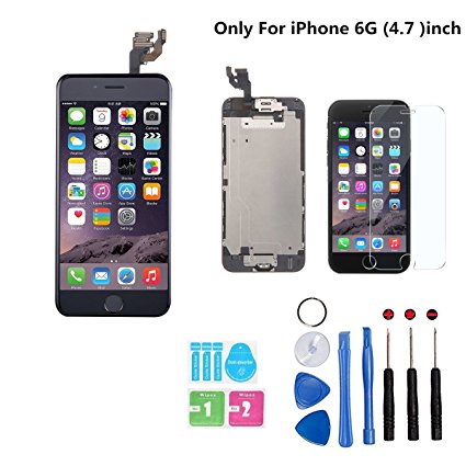 For iPhone 6 Black Screen Replacement With Home Button,iPhone 6 Lcd Assembly, Front Camera, Ear Speaker, Approximity Sensor
