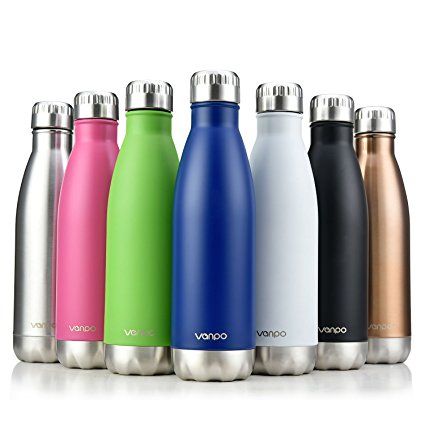 Vanpo Vacuum Insulated Water Bottle 17oz Double Wall Stainless Steel Cola Shape Water Bottle No Sweating, Keeps Drink Hot & Cold Perfect for Outdoor Sports Camping Hiking Cycling