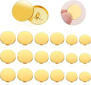 18 Pcs Metal Flat Button for Blazers Gold Sewing Buttons 3 Sizes Round Detachable Button Craft Buttons for Women Men Suit Coat Shirt Trousers Jackets