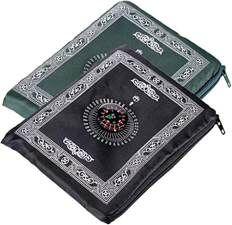 Anlising 2 Pieces Portable Travel Prayer Mat with Compass, Waterproof Polyester Prayer Rug, Muslim Travel Prayer Mat, for Ramadan Gifts (60cm×100cm)