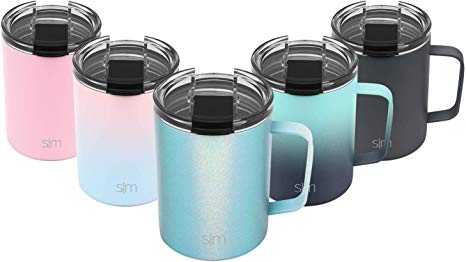 Simple Modern 12oz Scout Coffee Travel Mug Tumbler w/Clear Flip Lid - Cup Vacuum Insulated Camping Flask with Lid 18/8 Stainless Steel Hydro Shimmering: Aqua Aura