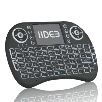 IIDEE i8 blacklight(blue) 2.4GHz Wireless Mini Keyboard with Touchpad Mouse for Raspberry Pi 3 / XBMC / Android and Google Smart TV Box