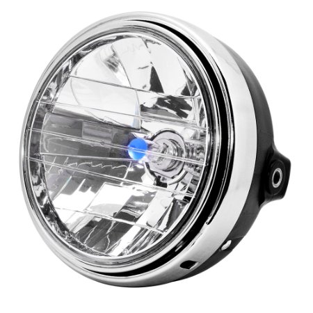 7 Black High Power 35W Amber 3000K Clear Lens High Low Beam Headlight Head Lamp Light For Custom Motorcycle Cruiser Chopper Bobber