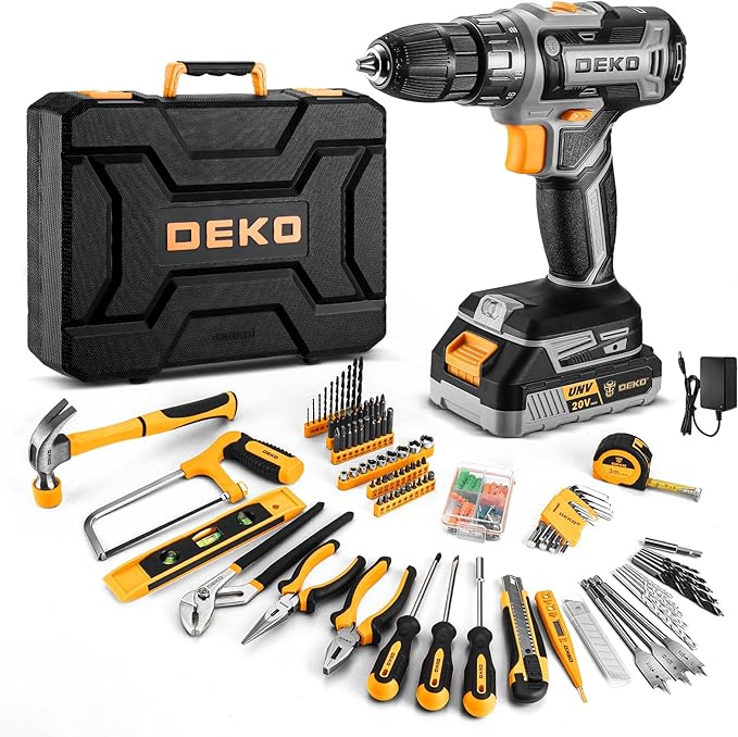 Cordless Drill Tool Kit Set: 20V Power Drill Tool Box with Battery Electric Drill Driver for Men Home Hand Repair Basic Toolbox Tools Sets Drills Case