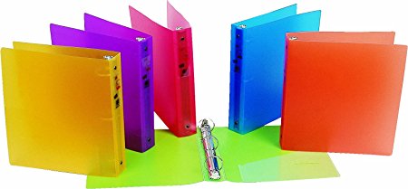 Filexec 3 Ring Binder, 1.5 Inch Capacity, Frosted, Letter size, Pack of 6, Blueberry, Strawberry, Grape, Lemon, Lime, Tangerine (50160-6493)