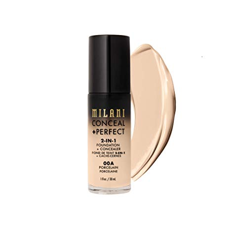 Milani Conceal   Perfect 2-in-1 Foundation   Concealer - Porcelain (1 Fl. Oz.) Cruelty-Free Liquid Foundation - Cover Under-Eye Circles, Blemishes & Skin Discoloration for a Flawless Complexion