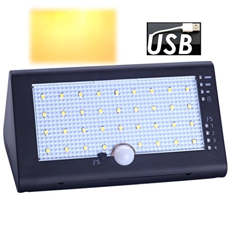 Inngree Solar Motion Lights Outdoor, 35LED 4Model Warm White Lights Solar Powered Waterproof Wall Lights (1, 35LED-Warm White)
