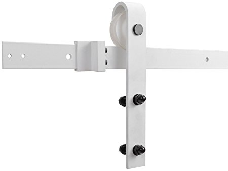 TMS Classic Bent Strap Sliding Door Track and Hardware Set, 6.6FT White