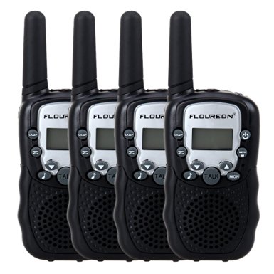 Floureon 22 Channel FRS/GMRS 2 Way Radio 2 Miles (Up to 3 Miles) UHF Handheld Walkie Talkie (Pack of 4, Black White)