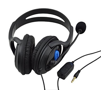 Black Premium Deluxe Large Headphones for Playstation PS4 / PC / MAC / Android / Mobile Headset Earphone with Microphone Mic, Foam ear piece for extra comfort