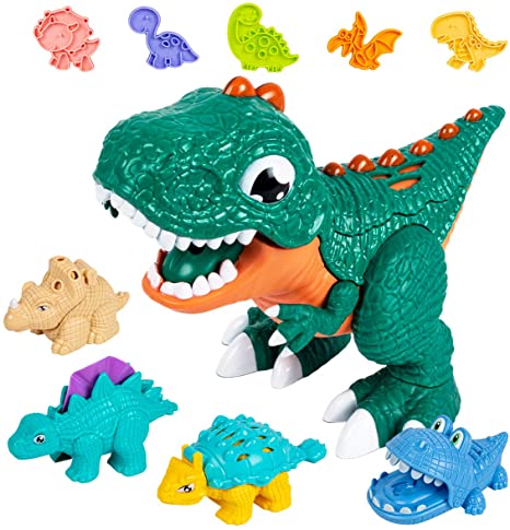 UNIH Dinosaur Playdough Sets for Toddlers Dinosaur Toys for Kids 3-5 with Tools Molds