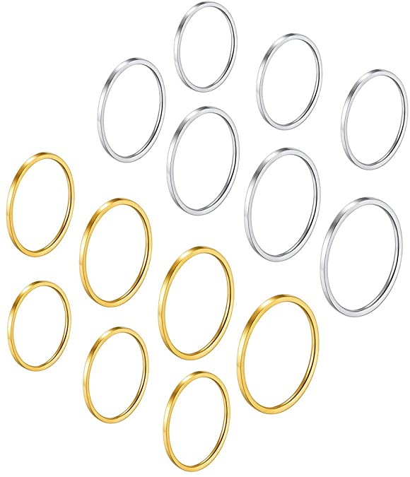 GoldChic Jewelry 7-28 pcs 1MM Midi Ring,Midi Stacking Finger Ring for Teens Girls, Simple Band Set for Women,Gold/Silver/Rose Gold/Black Color, Comfort Fit Size 4-10 (with Gift Box)