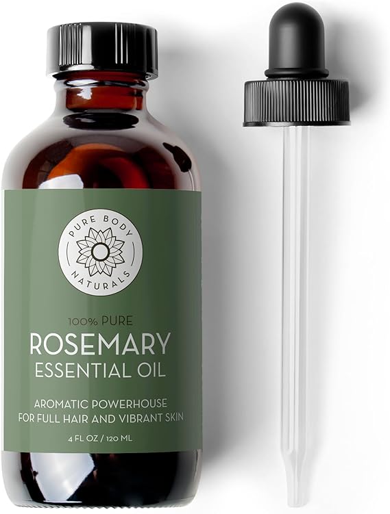 100% Pure Rosemary Essential Oil - Rosemary Oil for Hair Growth, Skin and Aromatherapy Diffuser, 4 fl oz by Pure Body Naturals