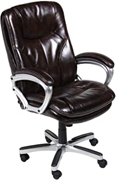 Serta Executive Big and Tall Office Chair, Ergonomic Computer Chair with Layered Body Pillows, Contoured Lumbar Zone, Faux Leather, Chestnut Brown