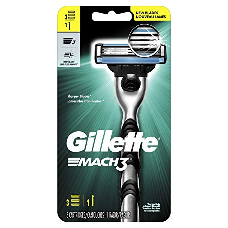 Gillette Mach3 Men's Razor, Handle & 3 Blade Refills, 3 Count