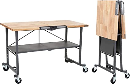 COSCO SmartFold Portable Workbench/Folding Utility Table (Gray Steel Frame)