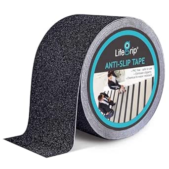 Lifegrip Anti Slip Tape, 3 Inch x 25 Foot Non-Slip Traction Grip Tape for Stairs, Waterproof Stair Treads Grip Non Slip, Non Skid Safety Tape for Steps, Tubs, Boats, Outdoor Black Grip Tape (3" X 25')