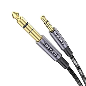 MOSWAG 6.35mm to 3.5mm Headphone Cable,1/4 to 1/8 Headphone Adapter TRS Stereo Audio Alloy Housing and Nylon Braid Compatible with Guitar,Piano,Amplifiers,Mixing Console