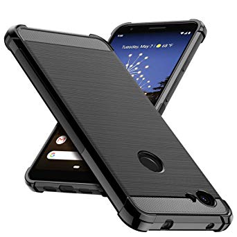 Google Pixel 3a XL Case, CASEVASN [Shockproof] Carbon Fiber Anti-Scratches TPU Gel Slim Fit Silicone Rubber Protective Case Cover for Google Pixel 3a XL (Black)