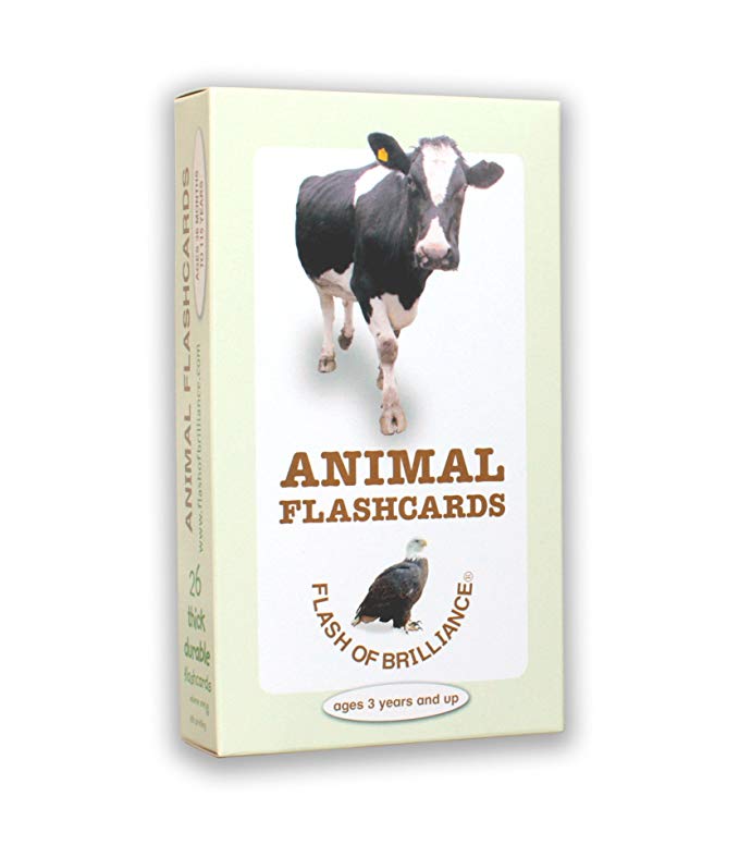 Flash of Brilliance Animal Flash Cards with Fun Facts and Spanish and French Translations for each Animal