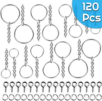 Key Chain Rings, Shynek 360Pcs Key Rings Bulk with Jump Rings and Screw Eye Pins for Keychains Blanks, Shrinky Dinks Sheets and Key Chain Making Hardware Supplies