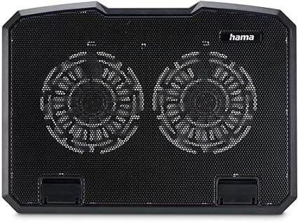 Hama 53065 | Notebook Support with Two Fans, Adjustable, USB | Blue LEDs | Black