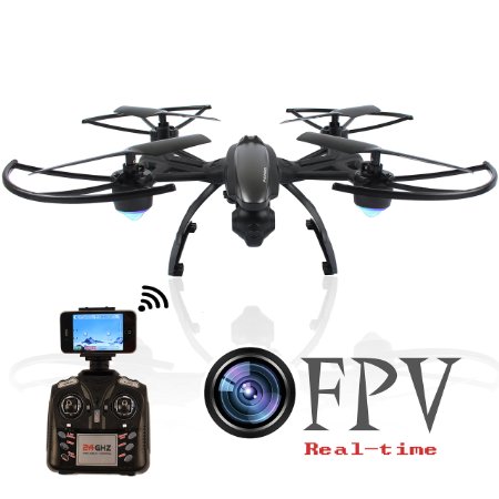 AMOSTING RC Drone with Camera FPV Quadcopter with 03MP HD Camera Real Time Transmission Wifi Phone Control Altitude Hold One Key Return Headless Mode LED Light 3D Flip 6 Axis Gyro - Black