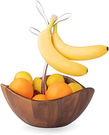 Vine Series Fruit Tree Bowl by Everyday Solutions  - Durable Acacia Wood and Polished Cast Alloy Construction – Elegant Design – Great for Fruit or Serving