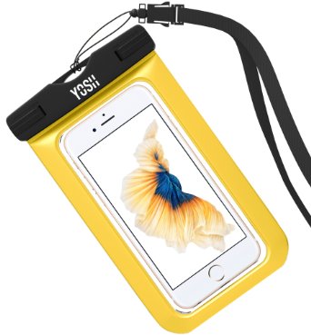 10026 LIFETIME WARRANTY 10026 YOSHreg Universal Waterproof Case Bag for Apple iPhone 6s 6 Plus Samsung Galaxy S6 Edge Best Water Proof Dust Dirt Proof Snowproof Pouch for Cell Phone up to 6 inchesYellow