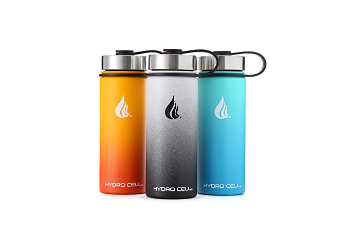 HYDRO CELL Stainless Steel Water Bottle with Straw & Wide Mouth Lids (40oz, 32oz, 22oz, 18oz) - Keeps Liquids Perfectly Hot or Cold with Double Wall Vacuum Insulated Sweat Proof Sport Design