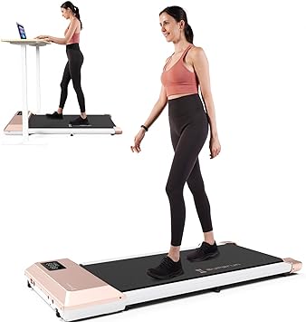 Walking Pad, Superun Under Desk Treadmill, Walking Pad Under Desk Treadmill with Remote Control, 2.5 HP Low Noise Treadmill Desk Workstation with 300lbs Capacity, LED Display