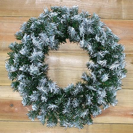 Premier 50cm Snow Tipped Green Christmas Wreath Decoration by Premier